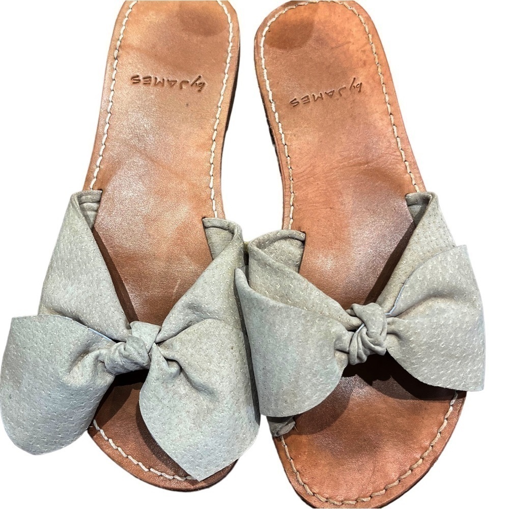 By James Bone Leather “Carol” Style Flat  Sandals w/ Bow Sz 9